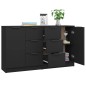 Credenze 2 pz Nere 60x30x70 cm in Legno Multistrato Credenze 2 pz Nere 60x30x70 cm in Legno Multistrato