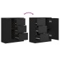 Credenze 2 pz Nere 60x30x70 cm in Legno Multistrato Credenze 2 pz Nere 60x30x70 cm in Legno Multistrato