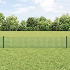 vidaXL Recinzione in Rete Saldato con 11 Pali U Verde 0.4x25 m Acciaio