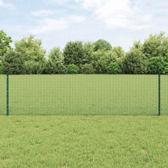 vidaXL Recinzione a Rete Saldato con 11 Pali a U Verde 0.6x25 m Acciaio