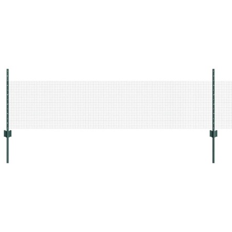 vidaXL Recinzione in Filo Saldato con 22 Pali U Verde 0.5x50 m Acciaio
