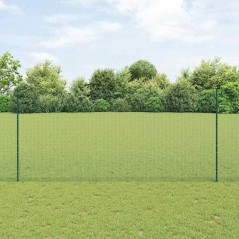 vidaXL Recinzione in Rete Saldato con 22 Pali U Verde 1.4x50 m Acciaio