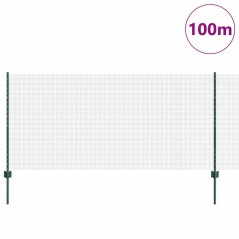 vidaXL Recinzione in Rete Saldata con 44 Pali U Verde 1x100 m Acciaio
