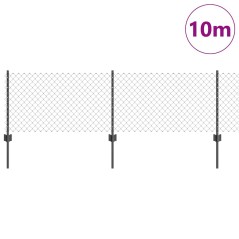 vidaXL Recinzione in Rete Saldata con 5 Pali Grigi 0.4x10 m in Acciaio