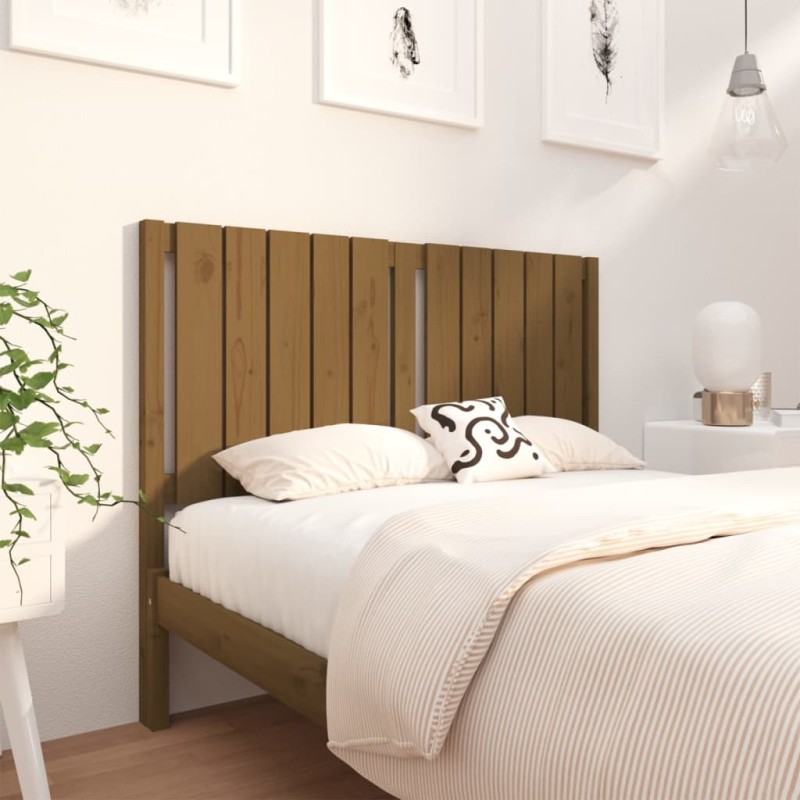 Testiera per Letto Miele 125,5x4x100 cm Legno Massello di Pino Testiera per Letto Miele 125,5x4x100 cm Legno Massello di Pino