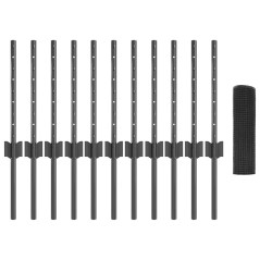 vidaXL Recinzione in Rete Saldato con 11 Post Grigio 0.4x25 m Acciaio