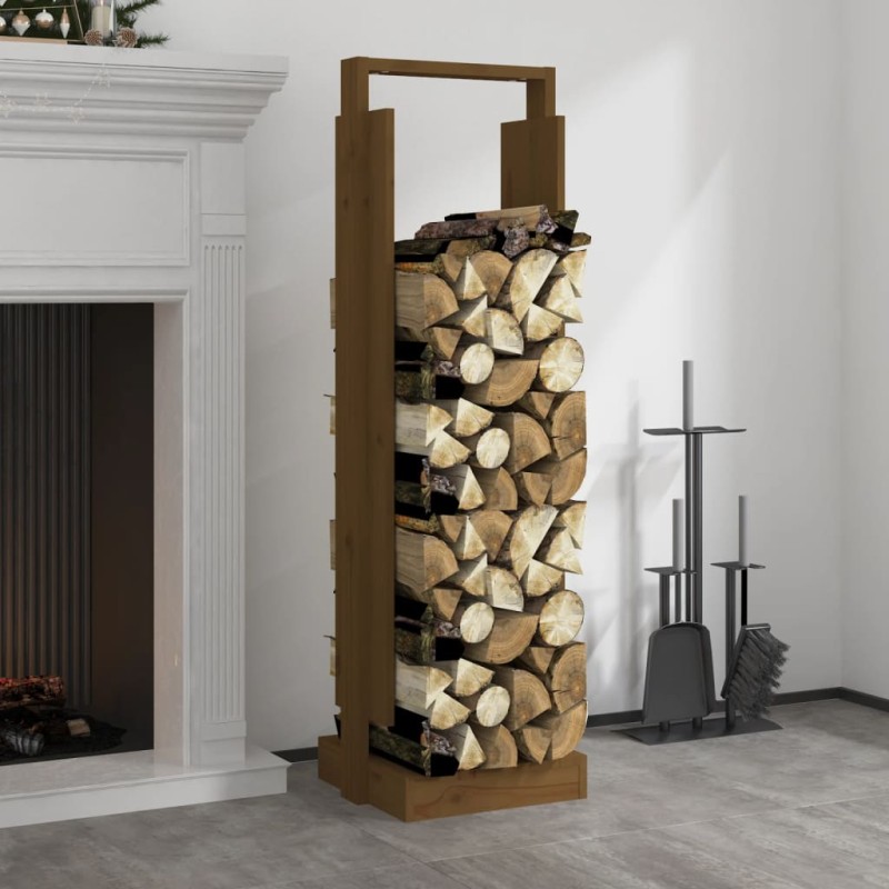 Portalegna Miele 33,5x30x110 cm in Legno Massello di Pino
