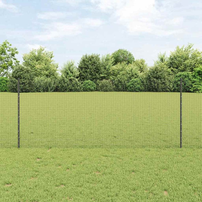 vidaXL Recinzione in rete saldata con 22 pali U Grigio 1x25 m Acciaio vidaXL Recinzione in rete saldata con 22 pali U Grigio 1x25 m Acciaio