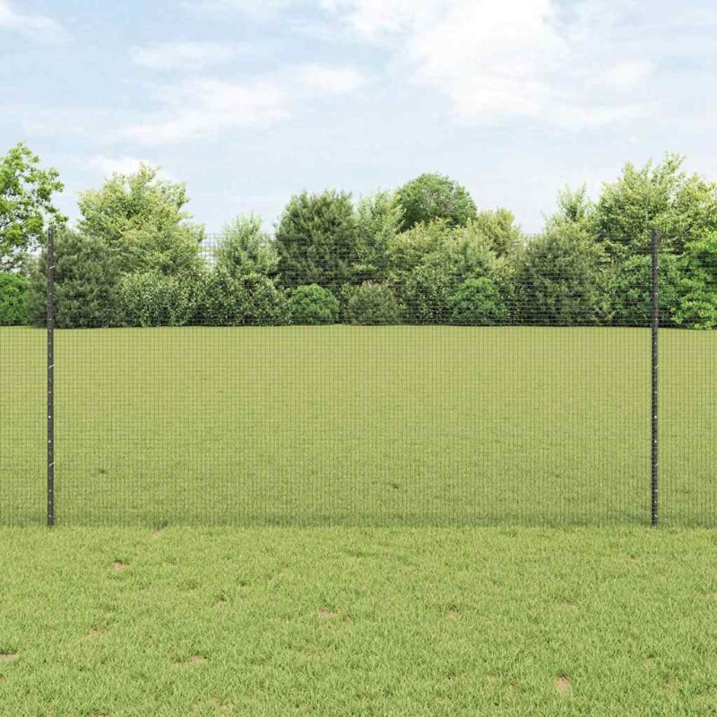 vidaXL Recinzione in Filo Saldato con 22 Pali U Grigi 1,2x25 m in Acciaio vidaXL Recinzione in Filo Saldato con 22 Pali U Grigi 1,2x25 m in Acciaio