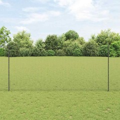 vidaXL Recinto in Rete Saldato con 22 Pali U Grigio 1.4x25 m Acciaio