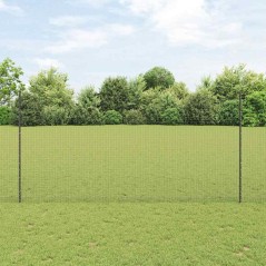 vidaXL Fondo in rete saldata con 22 pali grigi 1,5x25 m in acciaio