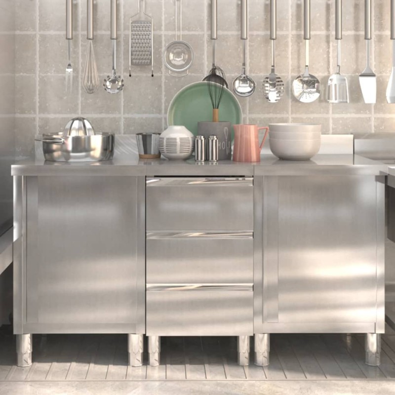 Mobiletti da Cucina Commerciale 3 pz in Acciaio Inossidabile Mobiletti da Cucina Commerciale 3 pz in Acciaio Inossidabile