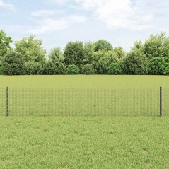 vidaXL Recinzione vitaXL in rete saldata con 22 pali U Grigio 0,4x50 m Acciaio