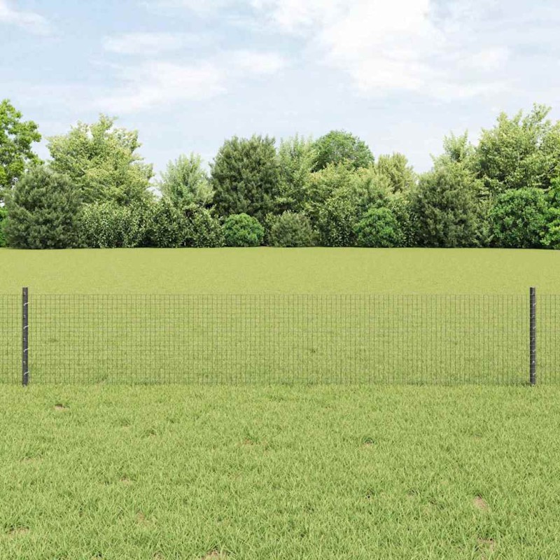 vidaXL Recinzione vitaXL in rete saldata con 22 pali U Grigio 0,4x50 m Acciaio vidaXL Recinzione vitaXL in rete saldata con 22 pali U Grigio 0,4x50 m Acciaio