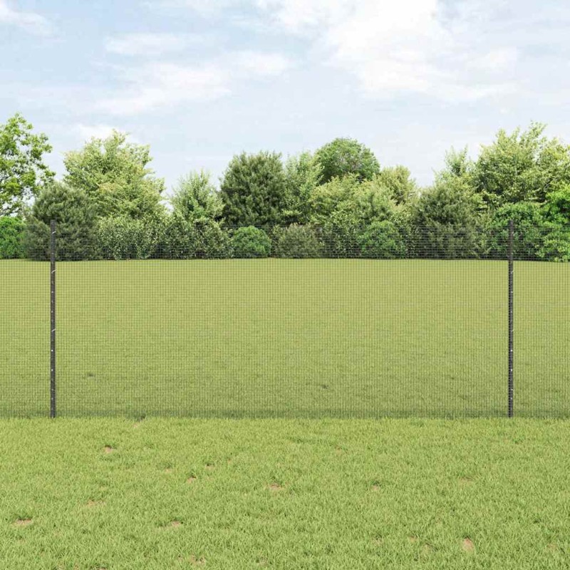 vidaXL Recinzione in Filo Saldato con 44 Pali U Grigi 1x50 m Acciaio