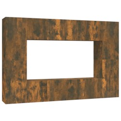 Set Mobili Porta TV 8 pz Rovere Fumo in Legno Multistrato
