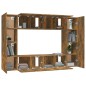 Set Mobili Porta TV 8 pz Rovere Fumo in Legno Multistrato Set Mobili Porta TV 8 pz Rovere Fumo in Legno Multistrato