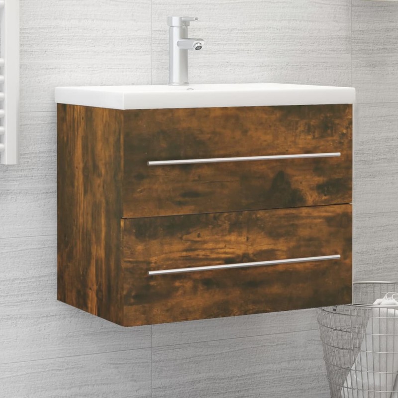 Mobile Lavabo Rovere Fumo 60x38,5x48 cm in Legno Multistrato Mobile Lavabo Rovere Fumo 60x38,5x48 cm in Legno Multistrato