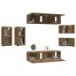 Set Mobili Porta TV 8pz Rovere Fumo in Legno Multistrato Set Mobili Porta TV 8pz Rovere Fumo in Legno Multistrato
