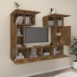 Set di Mobili Porta TV 6 pz Rovere Fumo in Legno Multistrato Set di Mobili Porta TV 6 pz Rovere Fumo in Legno Multistrato