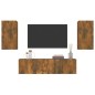 Set di Mobili Porta TV 4 pz Rovere Fumo in Legno Multistrato Set di Mobili Porta TV 4 pz Rovere Fumo in Legno Multistrato