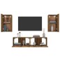 Set di Mobili Porta TV 4 pz Rovere Fumo in Legno Multistrato Set di Mobili Porta TV 4 pz Rovere Fumo in Legno Multistrato