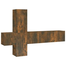 Set di Mobili Porta TV 5 pz Rovere Fumo in Legno Multistrato