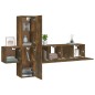 Set di Mobili Porta TV 5 pz Rovere Fumo in Legno Multistrato Set di Mobili Porta TV 5 pz Rovere Fumo in Legno Multistrato