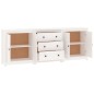 Credenza Bianca 210x35x80 cm in Legno Massello di Pino Credenza Bianca 210x35x80 cm in Legno Massello di Pino