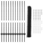 vidaXL Recinzione Esagonale con 22 Post in Acciaio Grigio 1x25 m