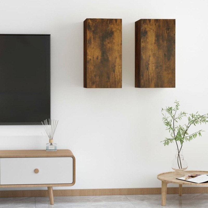 Mobili TV 2 pz Rovere Fumo 30,5x30x60cm in Legno Ingegnerizzato Mobili TV 2 pz Rovere Fumo 30,5x30x60cm in Legno Ingegnerizzato