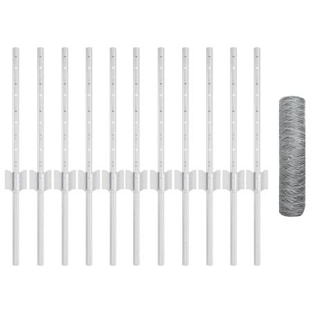 Posti per Recinzione vidaXL 11 pcs U-Channel 40 cm Acciaio Zincato