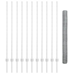 Pali per Recinzione vidaXL 22 pz U-Channel 140 cm Acciaio Zincato