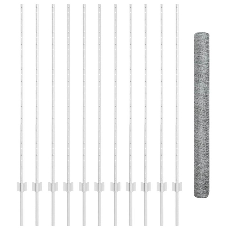 Pali per Recinzione vidaXL 22 pz U-Channel 140 cm Acciaio Zincato Pali per Recinzione vidaXL 22 pz U-Channel 140 cm Acciaio Zincato