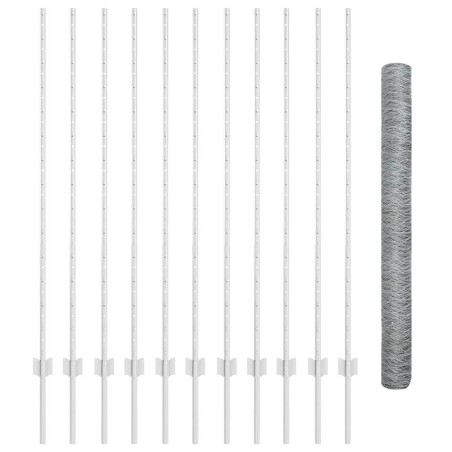 Pali per Recinzione vidaXL 22 pz U-Channel 140 cm Acciaio Zincato