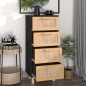 Credenza Nera 40x30x90 cm Legno Massello Pino e Rattan Naturale Credenza Nera 40x30x90 cm Legno Massello Pino e Rattan Naturale