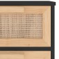 Credenza Nera 40x30x90 cm Legno Massello Pino e Rattan Naturale Credenza Nera 40x30x90 cm Legno Massello Pino e Rattan Naturale