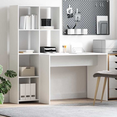 vidaXL Scrivania Bianco 138.5 x 55 x 143 cm Legno multistrato