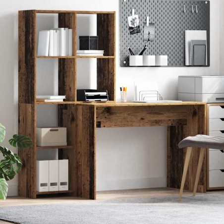 vidaXL Scrivania Legno antico 138.5 x 55 x 143 cm Legno multistrato