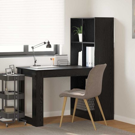 vidaXL Scrivania con lo scaffale con archiviazione Rovere nero 122 x 67 x 145 cm