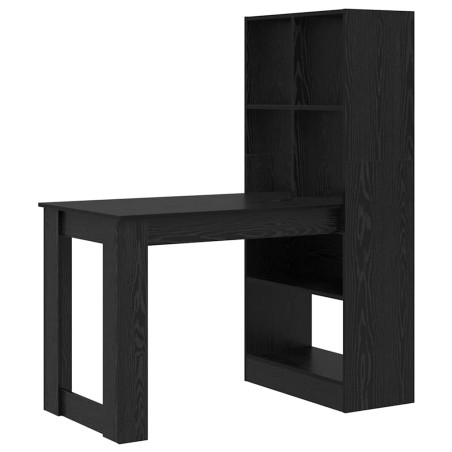 vidaXL Scrivania con lo scaffale con archiviazione Rovere nero 122 x 67 x 145 cm