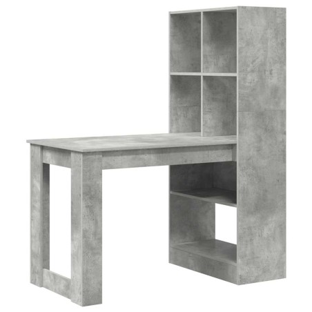 vidaXL Scrivania con lo scaffale con archiviazione Grigio cemento 122 x 67 x 145 cm