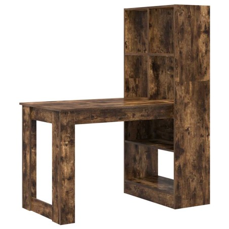 vidaXL Scrivania con lo scaffale con archiviazione Rovere fumo 122 x 67 x 145 cm