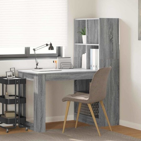 vidaXL Scrivania con lo scaffale con archiviazione Grigio Sonoma 122 x 67 x 145 cm