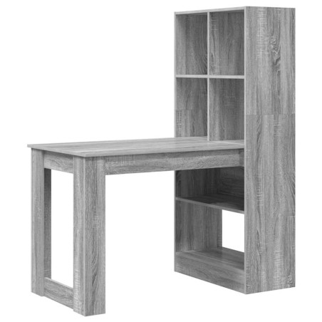 vidaXL Scrivania con lo scaffale con archiviazione Grigio Sonoma 122 x 67 x 145 cm