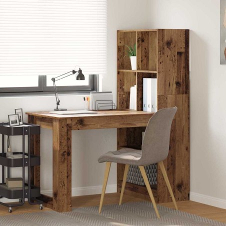 vidaXL Scrivania con lo scaffale con archiviazione Legno vecchio 122 x 67 x 145 cm