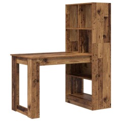vidaXL Scrivania con lo scaffale con archiviazione Legno vecchio 122 x 67 x 145 cm