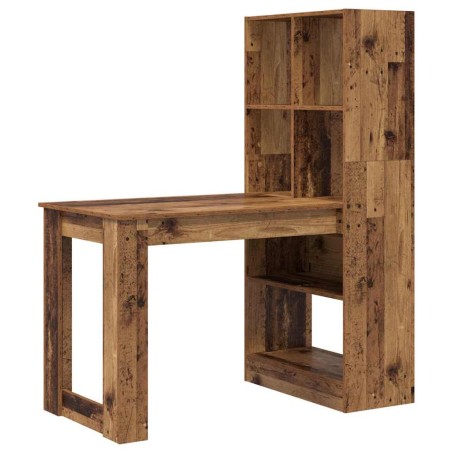 vidaXL Scrivania con lo scaffale con archiviazione Legno vecchio 122 x 67 x 145 cm