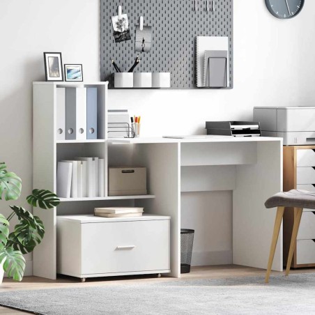 vidaXL Scrivania Bianco 131.5 x 50 x 106.5 cm Legno multistrato