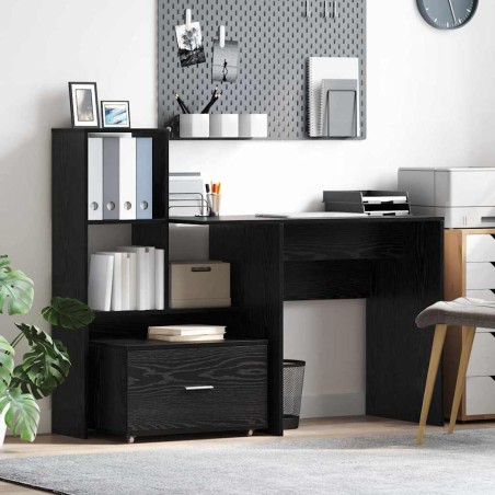 vidaXL Scrivania Rovere nero 131.5 x 50 x 106.5 cm Legno multistrato
